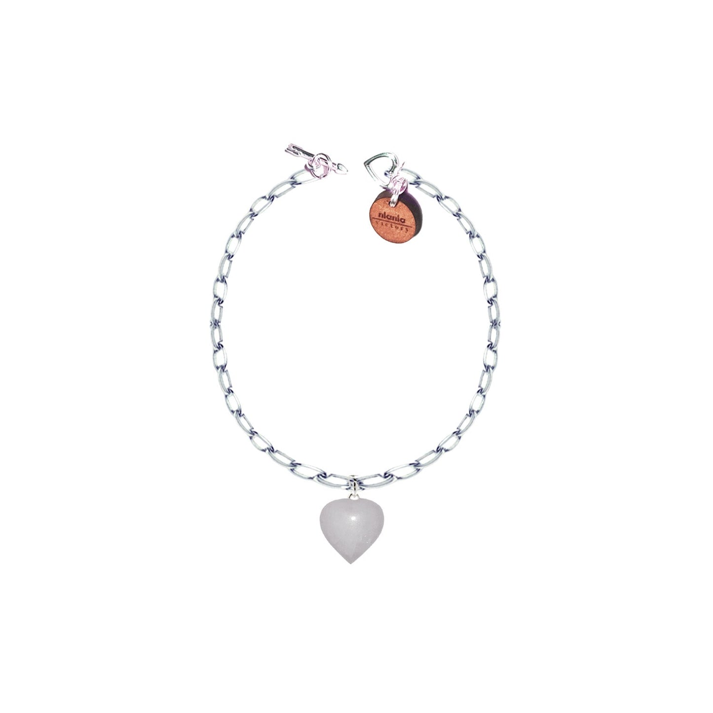 White Quartz Bracelet, Sterling Silver Heart Bracelet, Heart Charm Bracelet | by nlanlaVictory