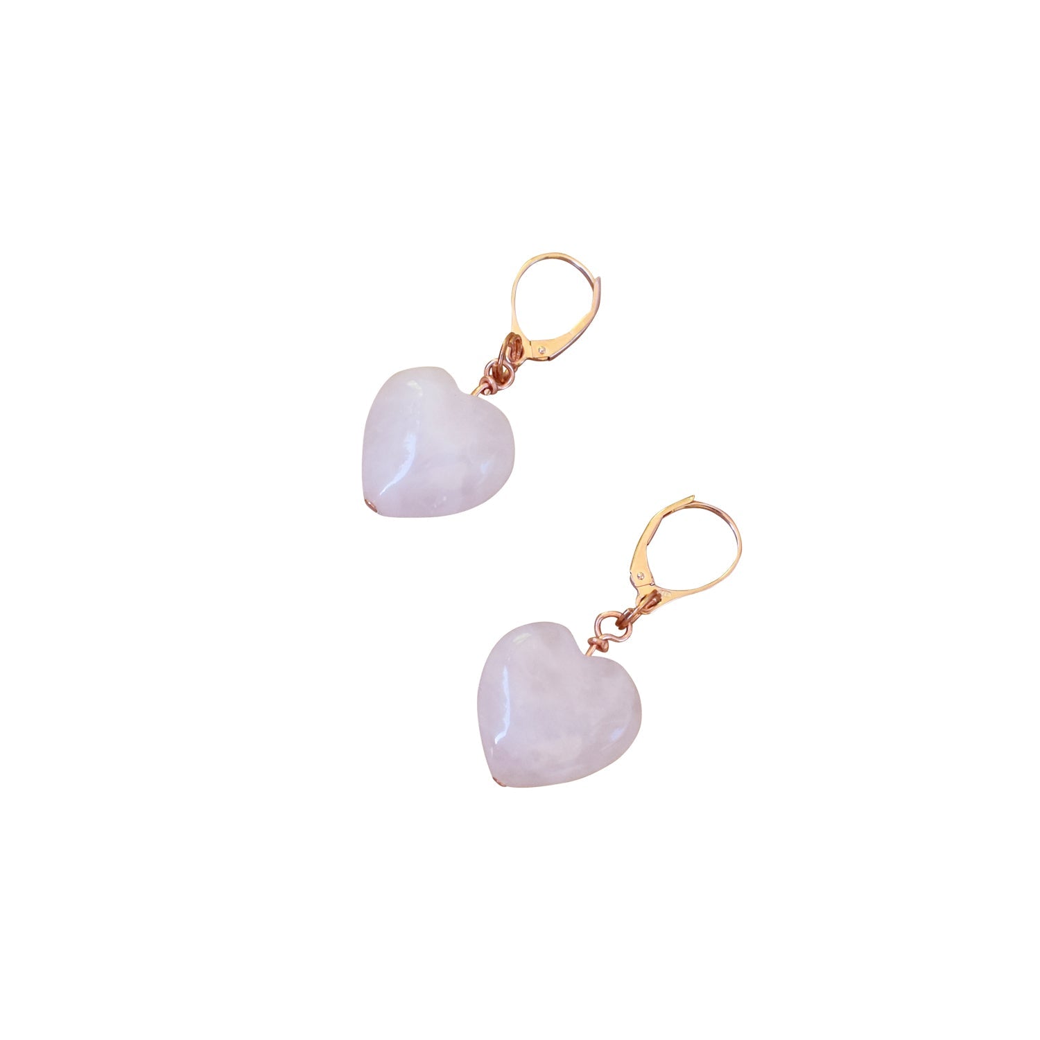 Rose Quartz Rose Gold Vermeil Earrings, Heart Gemstone Earrings, Bloom Collection | by nlanlaVictory-0