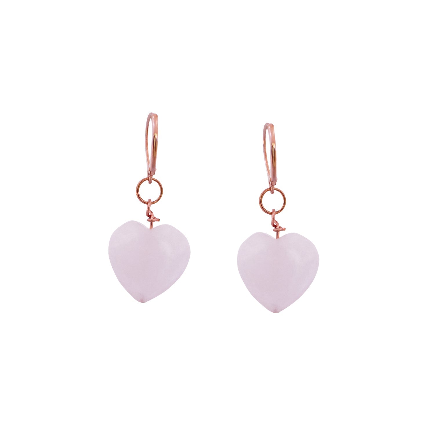 Rose Quartz Rose Gold Vermeil Earrings, Heart Gemstone Earrings, Bloom Collection | by nlanlaVictory-1