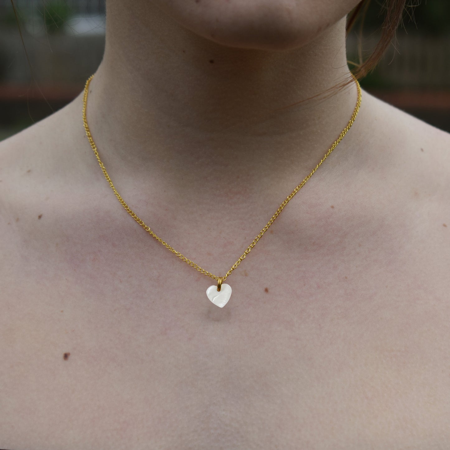 Minimalist white shell heart pendant necklace | by Ifemi Jewels