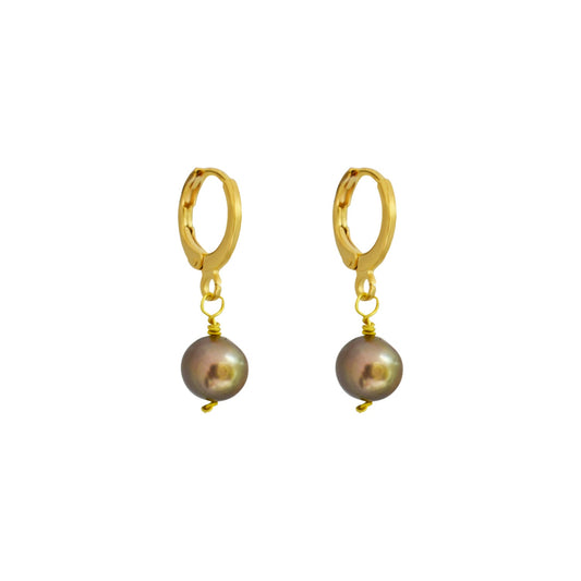 Silver Freshwater Single Pearl Huggie Earrings | by Ifemi Jewels